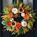 24 Inch Harvest Fall Wreaths for Front Door Outside with Sunflowers,Peony