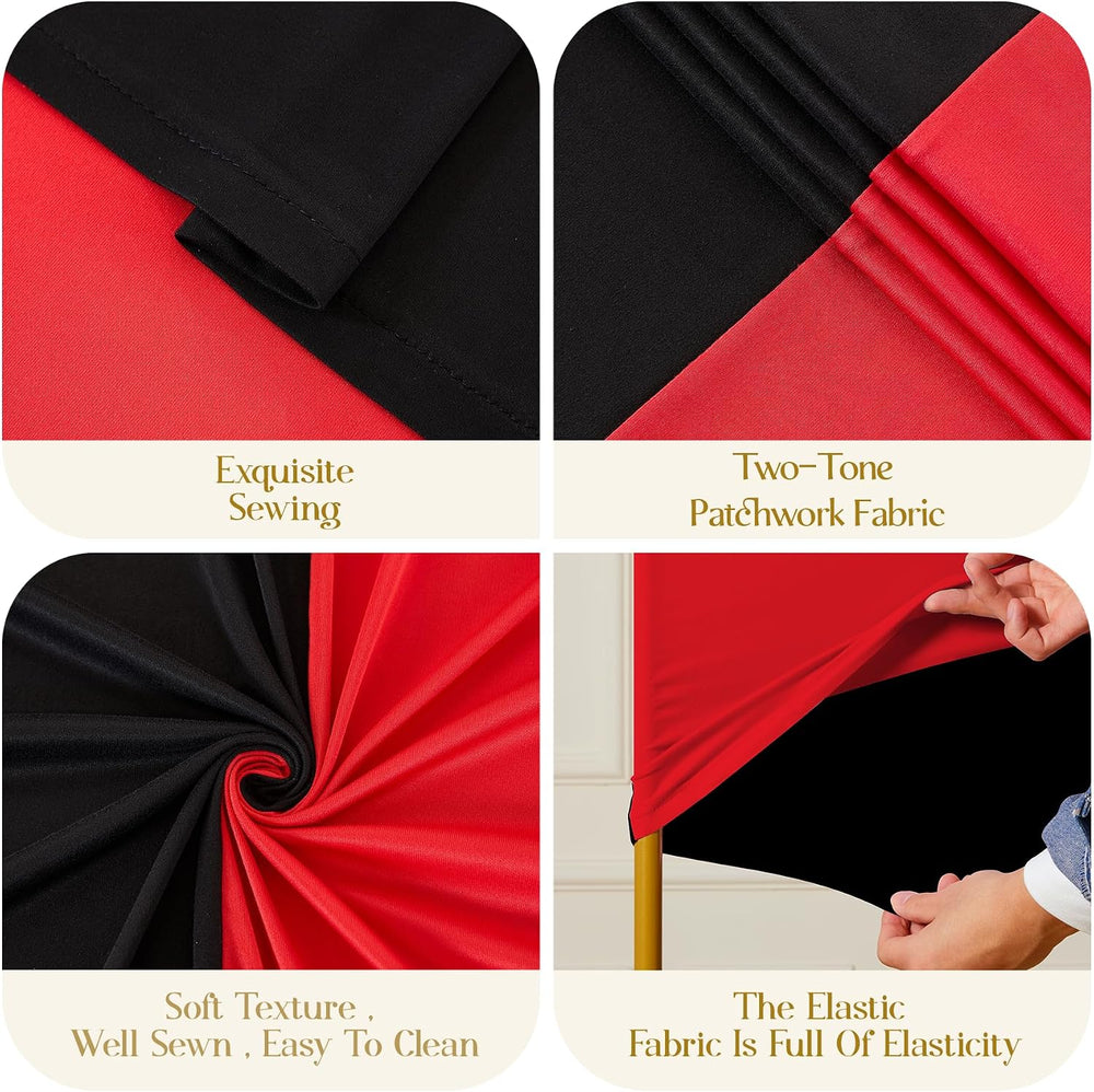 Black and Red Arch Backdrop Cover Set of 3-6.6ft, 7.2ft, 8ft Arch Covers