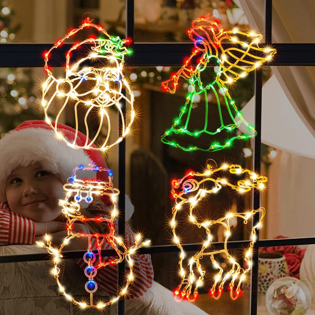 200l19'' 4 pack christmas window silhouette lights decorations shown in use
