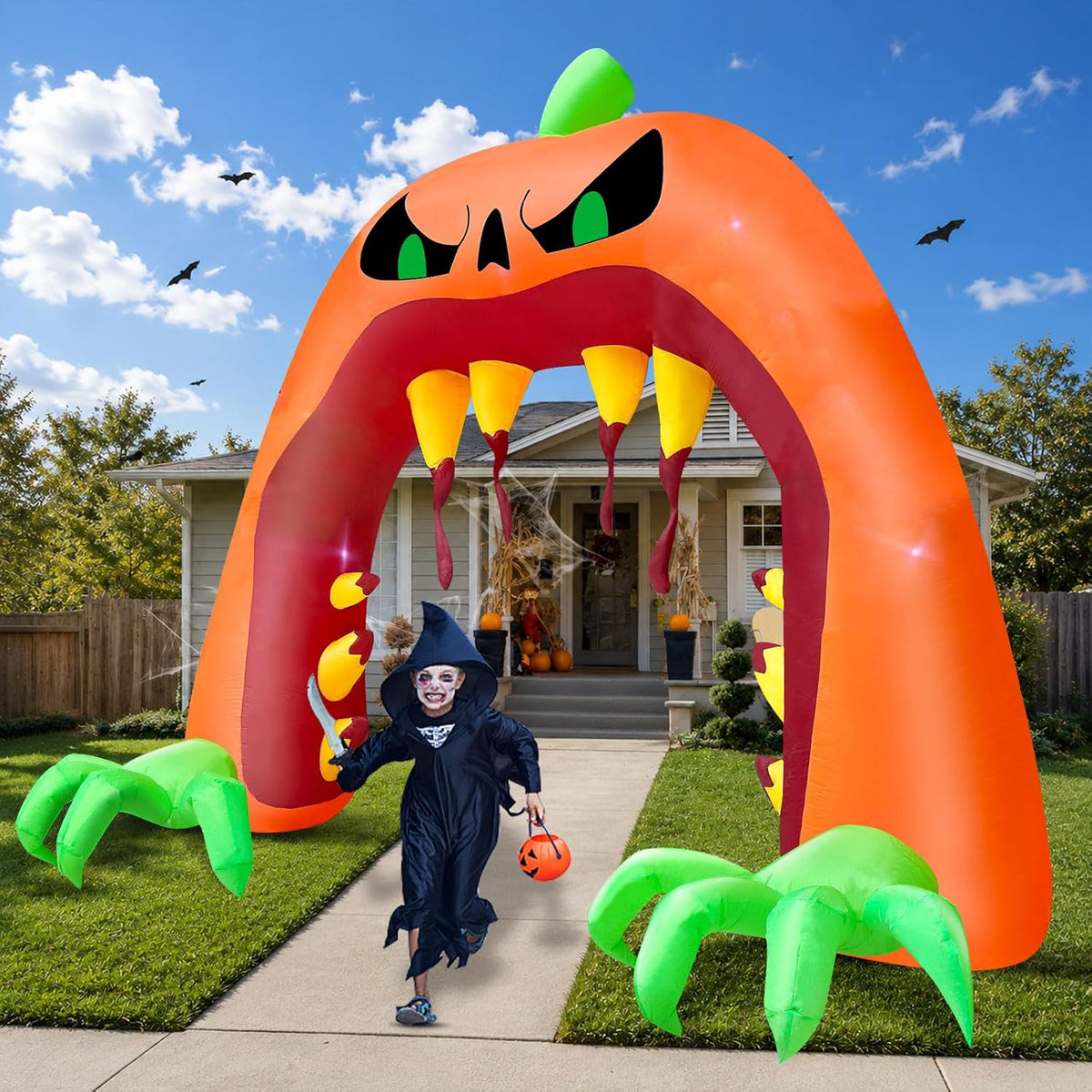 giant halloween inflatables pumpkin archway halloween decorations outdoor, package contents