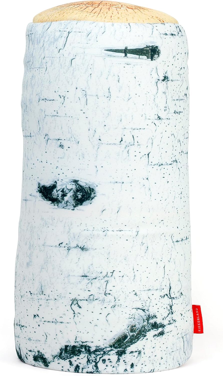 kikkerland birch log micro bead head cushion, close-up detail