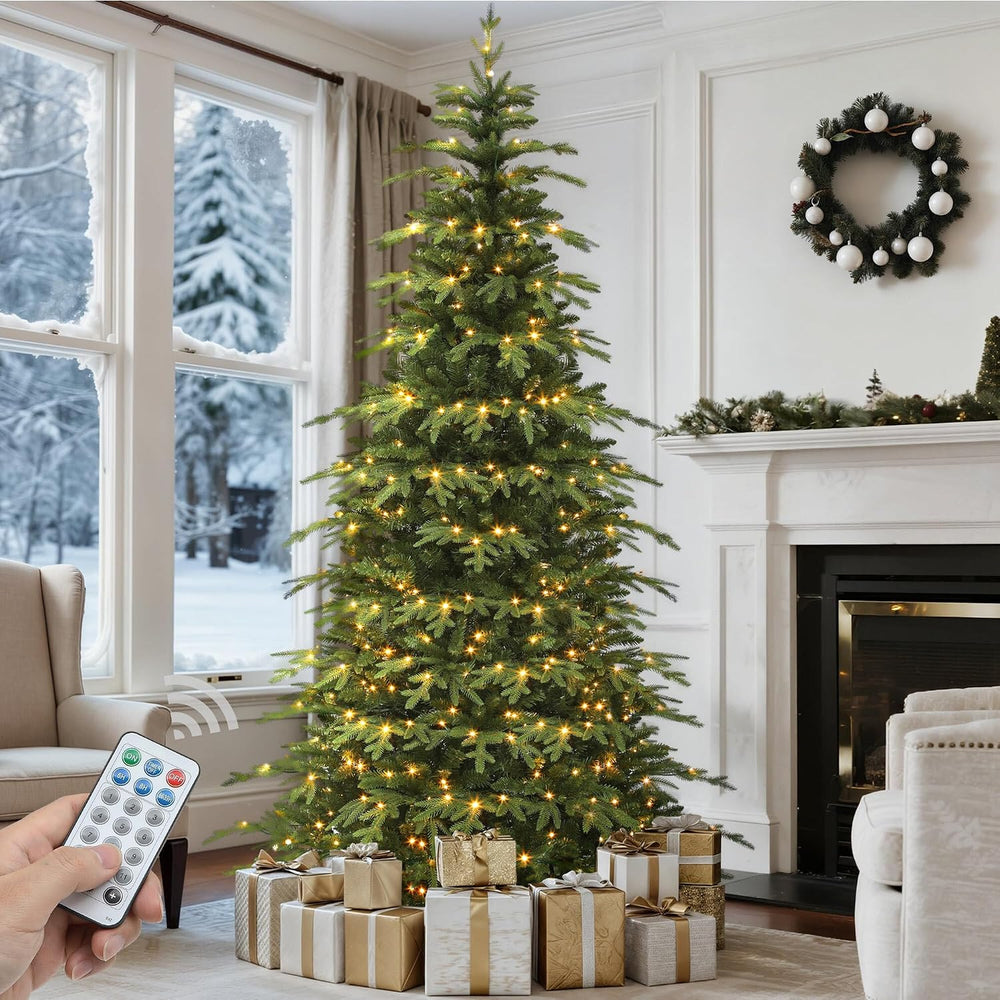 6FT Prelit Aspen Fir Pencil Christmas Tree W/ Remotor Control
