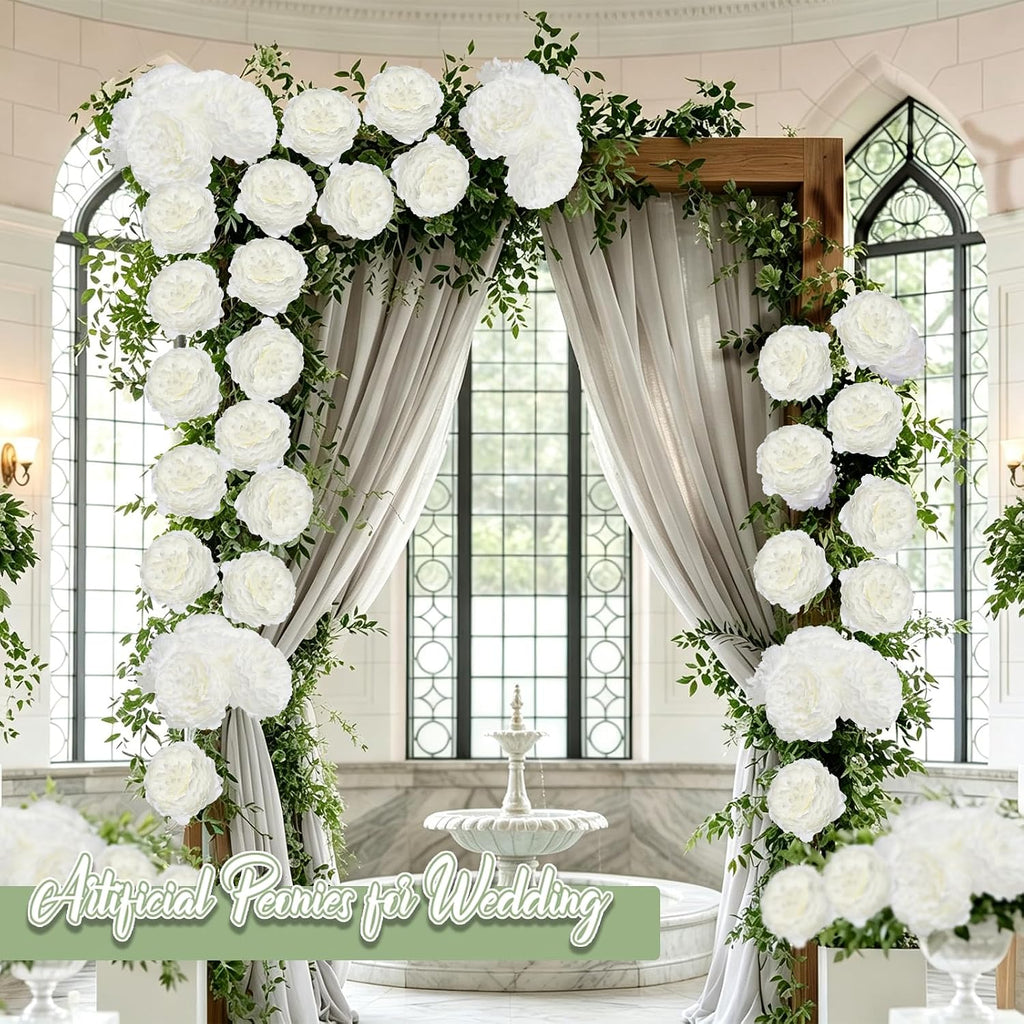 56 Pcs Peonies Artificial Flowers Bulk, 4.7’’ Fake Peonies - White