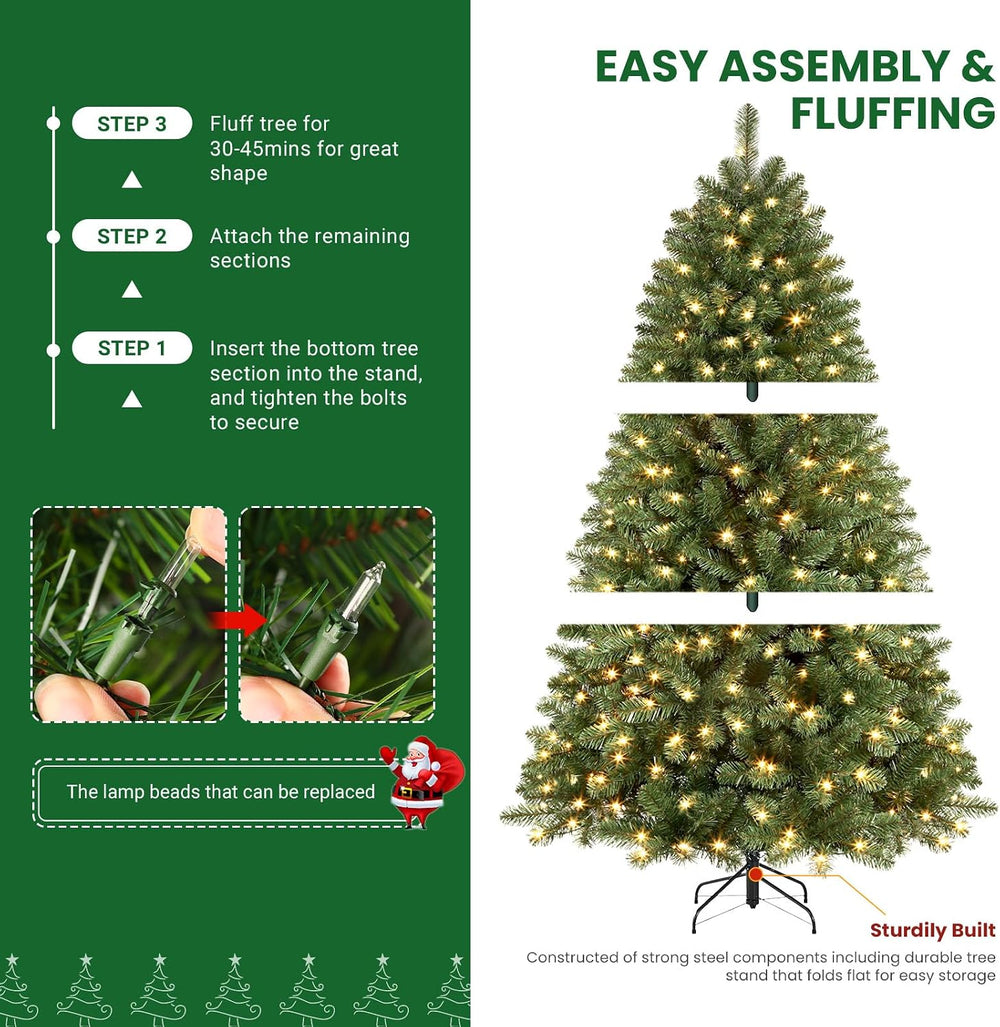 SHareconn 6.5ft Prelit Artificial Classic Spruce Christmas Tree