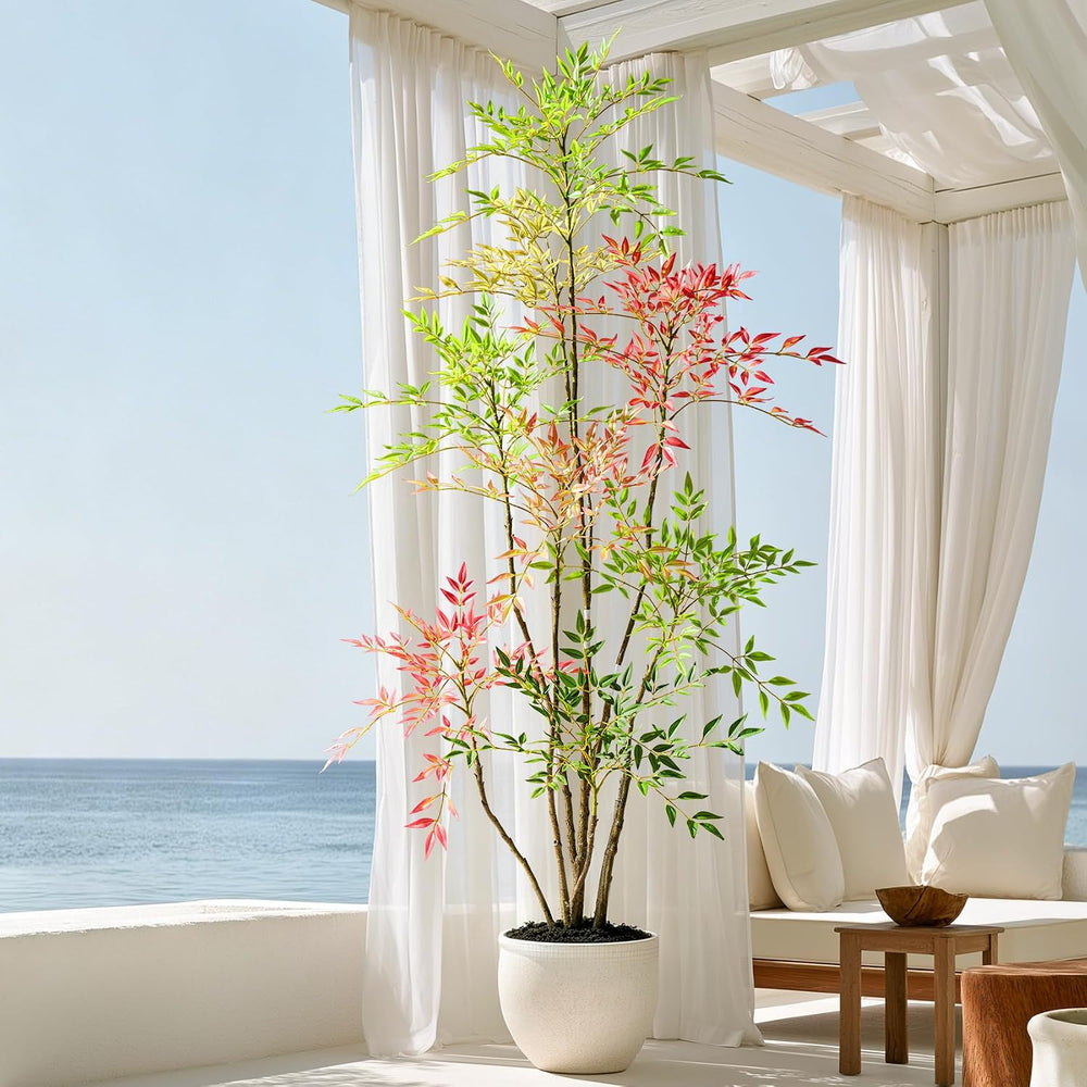 6.5ft Faux Bamboo Tree Artificial Nandina Tree Artificial Indoor Plants Reali...