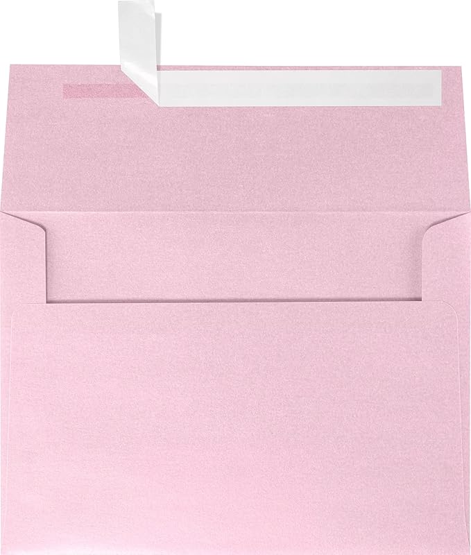 LUXPaper A7 Invitation Envelopes | Peel & Press | 5 1/4" x 7 1/4" | Rose Quartz Metallic | 80lb. Text | 1,000 Qty