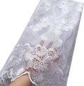 WorthSJLH White Lace Fabric 2020 African French Lace Fabric 5 YardsTulle Nigerian Material for Wedding Dress (1154)