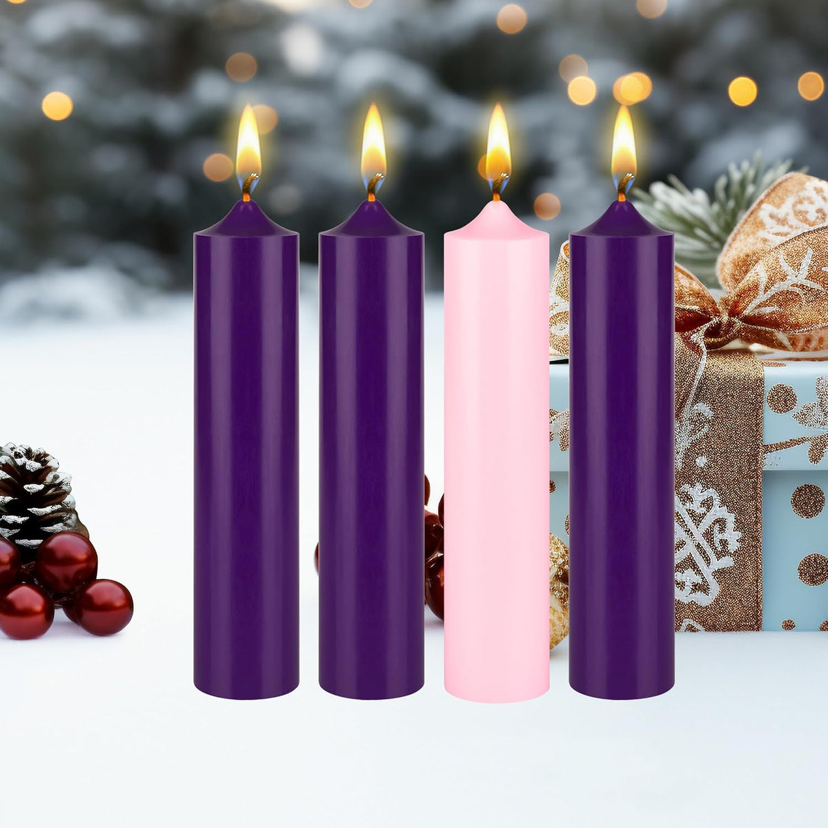 mega candles unscented advent bell top pillar candle showing dimensions