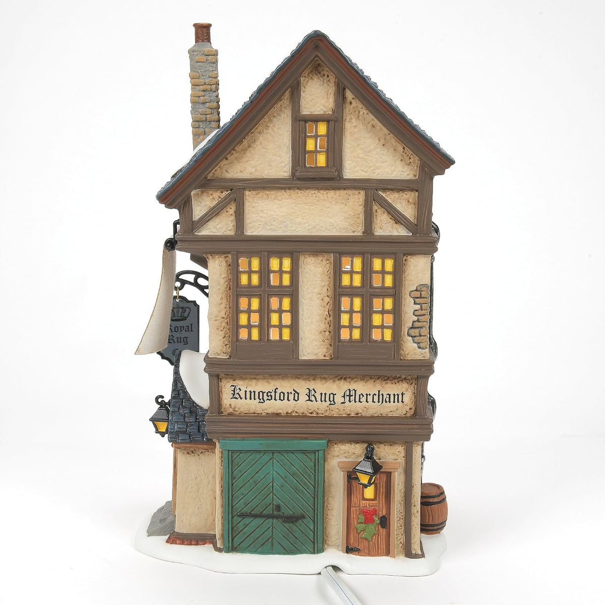 Department 56 Dickens Village Kingsford Rug Merchant Shop Light Up Building, 8.46 Inch, Multicolor