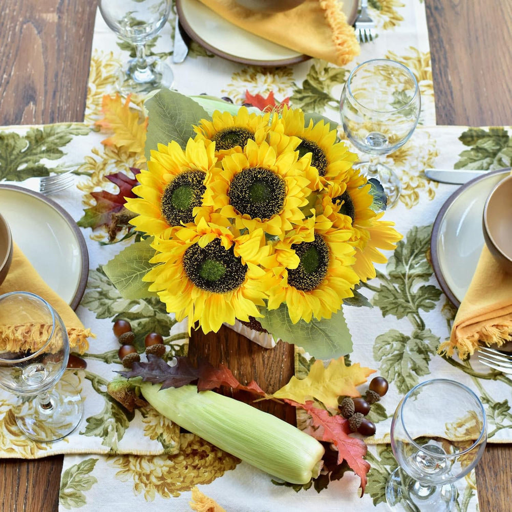 14Pcs Realistic Silk Sunflowers Artificial Flowers,12.6''Fake Sunflowers