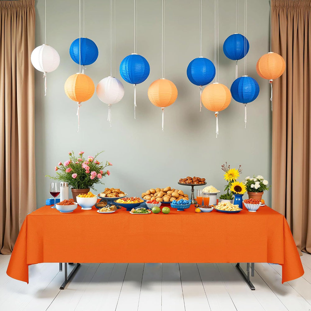 [6 Pack] Orange Paper Tablecloth Disposable for Rectangle Tables, 54 X 108 In...