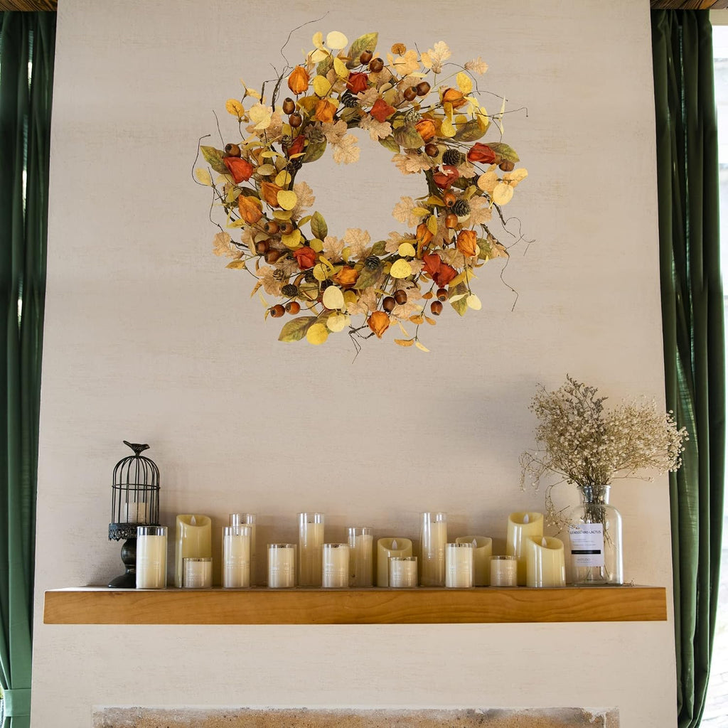 amf0resj artificial fall wreath for front door autumn showing dimensions