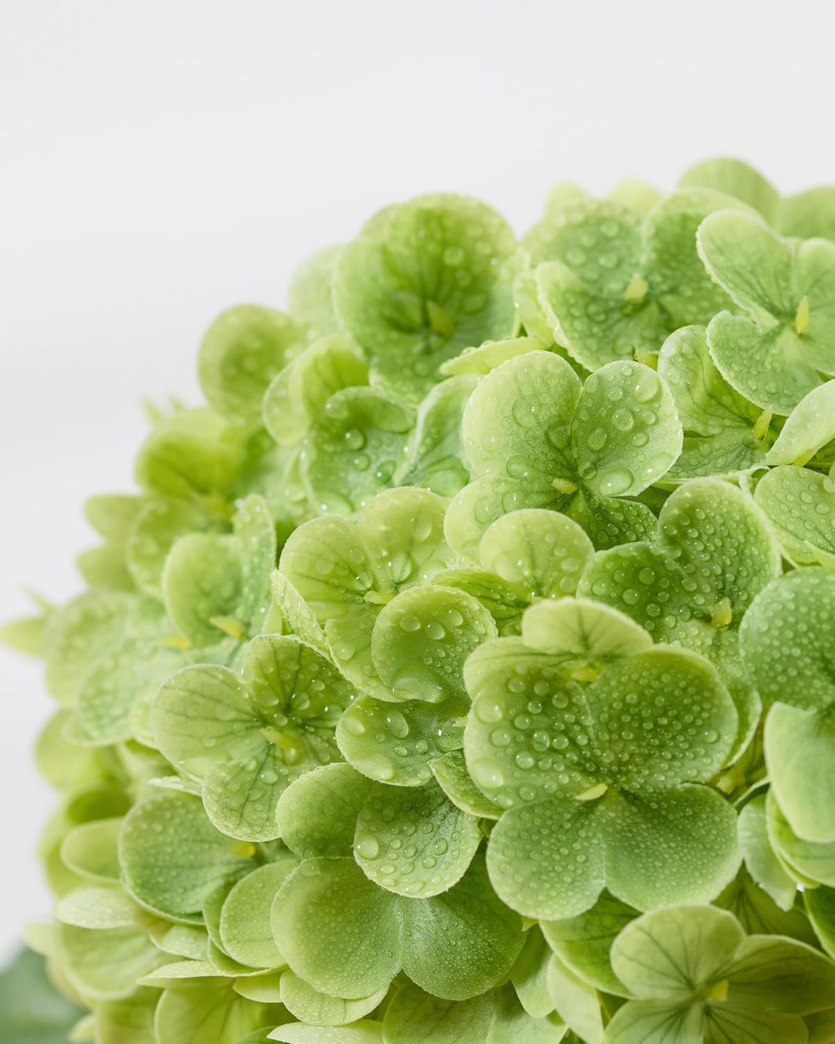 DuHouse Green Artificial Hydrangea Flowers, 4Pcs Real Touch Wedding Stems
