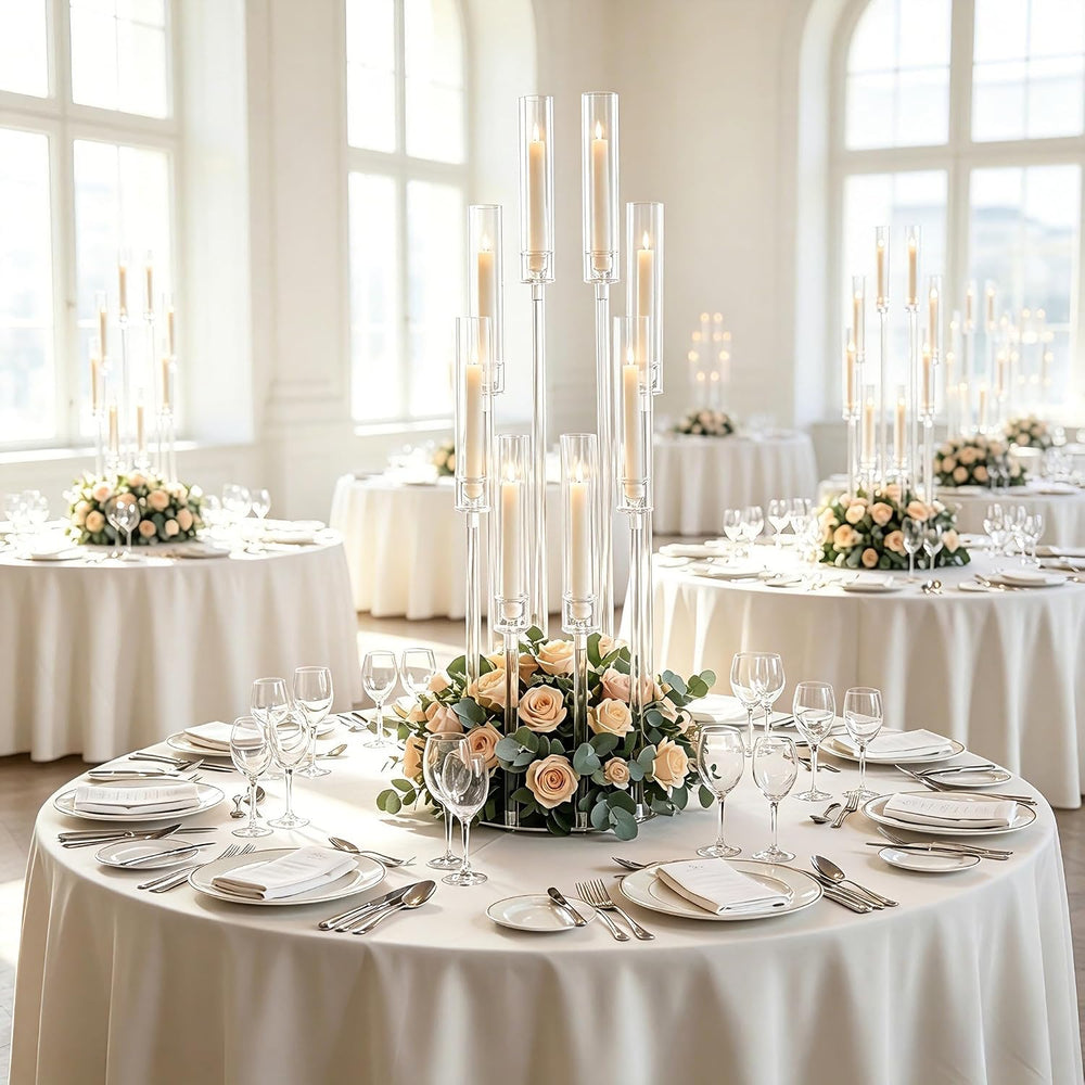 1PCS 8 Arm Clear Acrylic Candelabra Centerpiece for Dinner Table