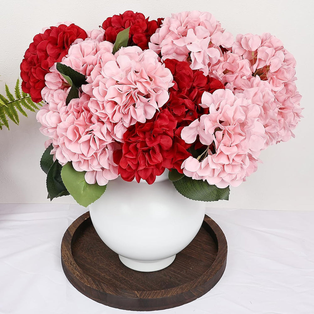 Christmas Red Faux Silk Hydrangea Flowers Bulk, 6 Bundles 54 Heads