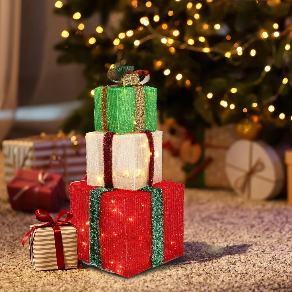 vingli christmas lighted gift boxes set of 3 shown in use