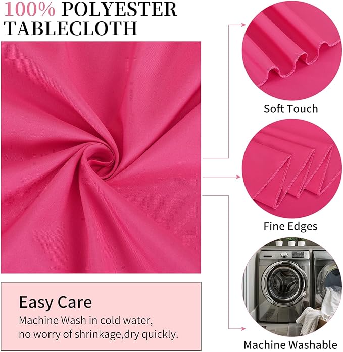 10 Pack Hot Pink Round Tablecloths 120 Inch, Circle Bulk Washable Linen Polyester Tablecloth, Table Cloth Cover for Wedding Buffet Party Banquet Reception Restaurant and Camping