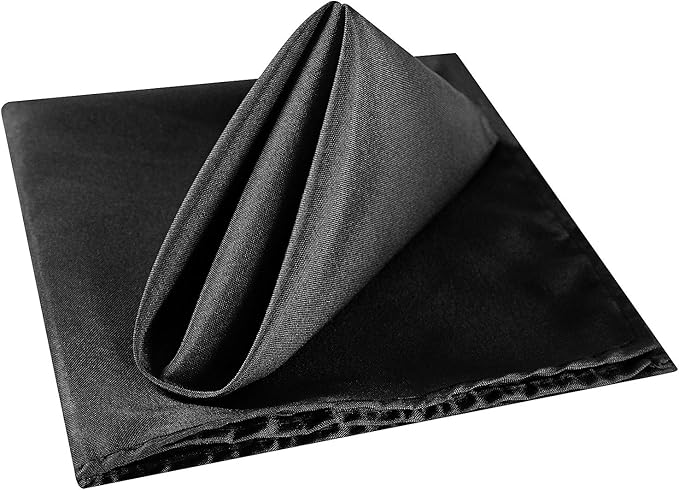 Cloth Napkins 17x17 inch Washable Polyester Dinner Napkins Soft Table Napkins for Wedding Party Dining Banquet(Black,100PCS)