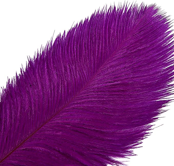 THARAHT Purple Ostrich Feathers 12pcs Large Natural Bulk 20-22Inch 50cm-55cm for Wedding Party Centerpieces Easter Gatsbi and Decoration Feather
