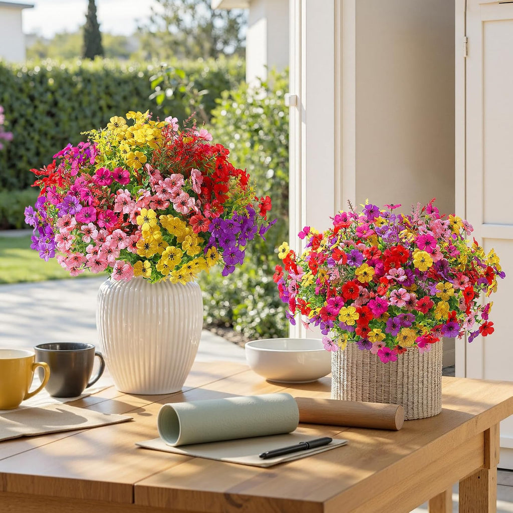 SHareconn 48 Bundles Artificial Flowers for Outdoors UV Resistant Decor