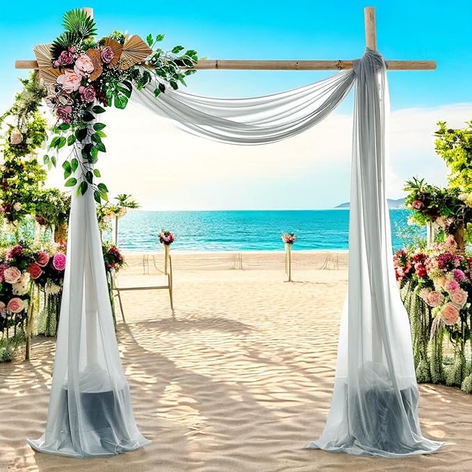 MDS Halloween Chiffon Draping Fabric - 2 Panel, 30" Wide x 40ft Long - Sheer Spooky Arbor & Canopy Drapery for Haunted House Backdrops, Party Ceilings, DIY Costumes & Themed Events - Gray (Pack of 2)