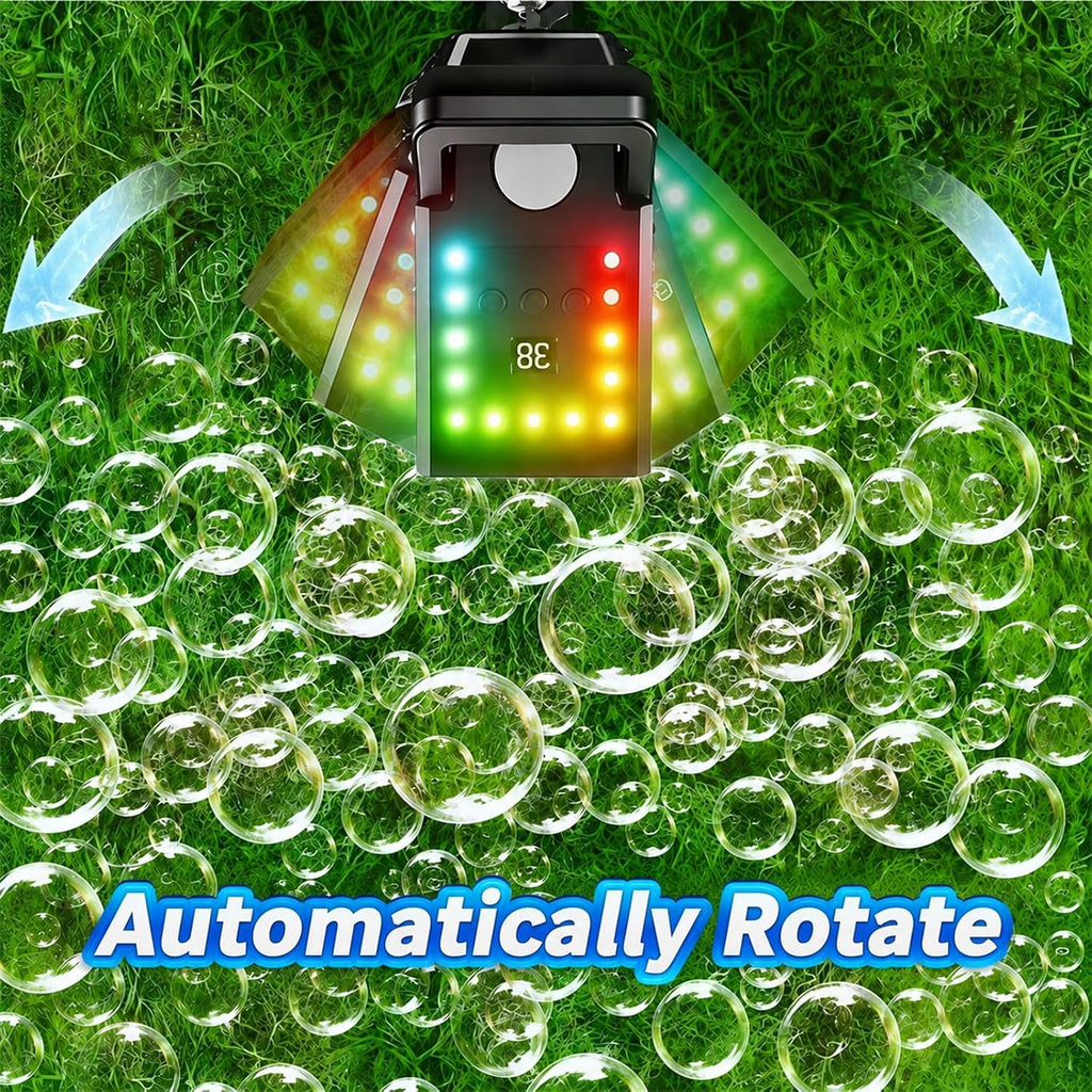 bubble machine remote control,auto rotation & 11 rgb showing dimensions