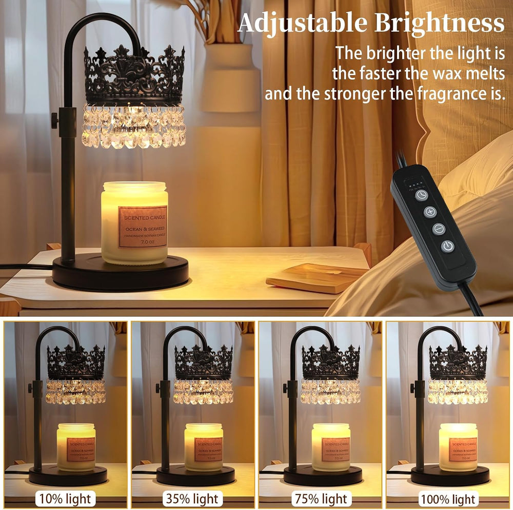 Candle Warmer Lamp with Timer Dimmer Adjustable Height with 2 Bulbs Crystal C...
