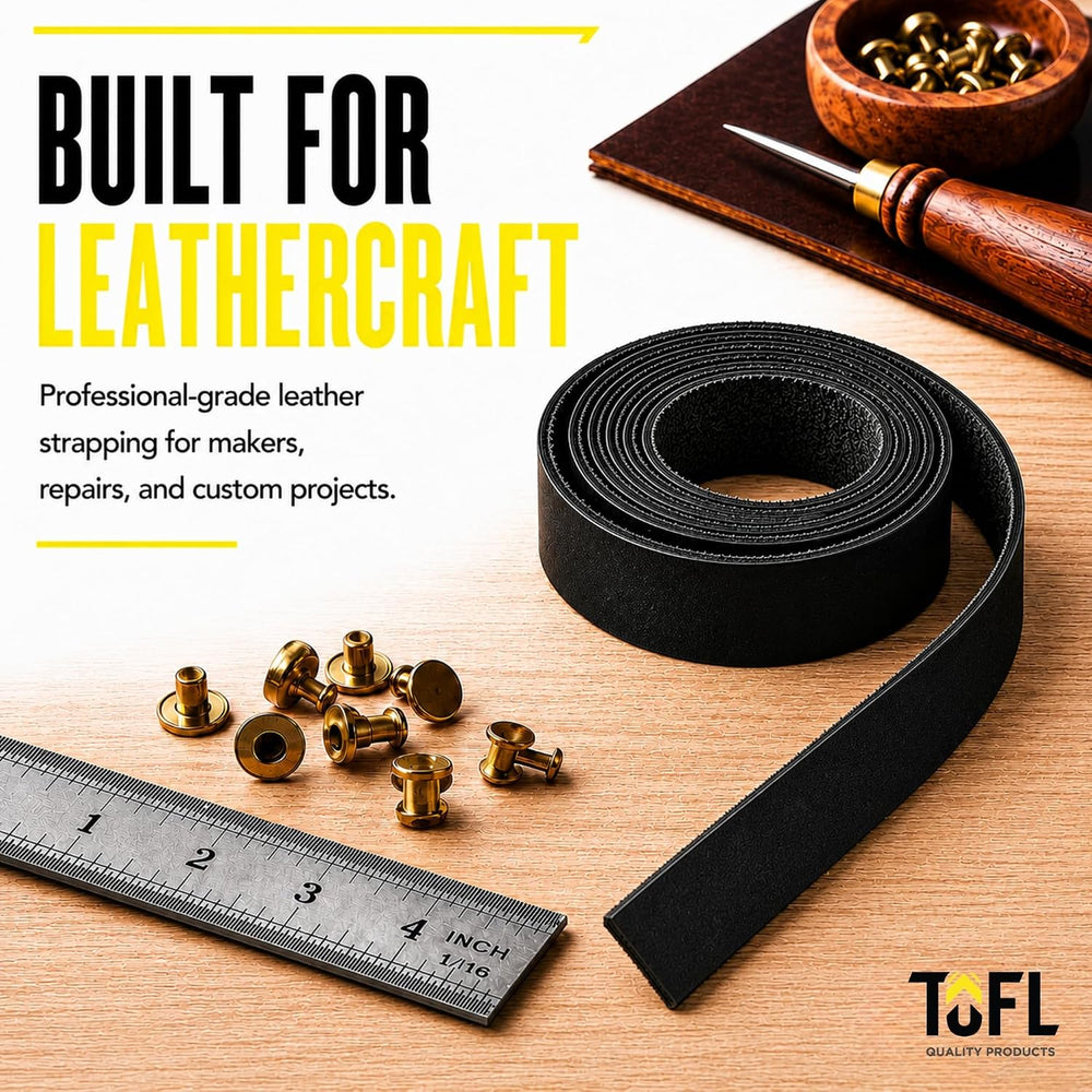 7/8" Genuine Leather Strap, Top Grain Cowhide Strip – Tan (2 Pack)
