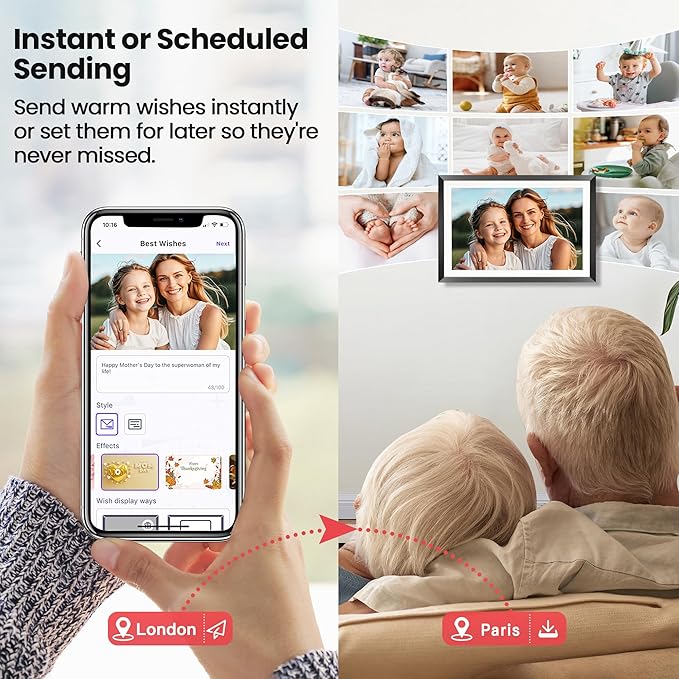 RCA 10.1" WiFi Digital Picture Frame, Electronic Photo Frames 32GB Storage, HD IPS Touch Screen WiFi Frame/Auto Rotate/Wall Mounted, Easy Setup in Uhale App to Share Photo/Video Anytime | (2 Pack)