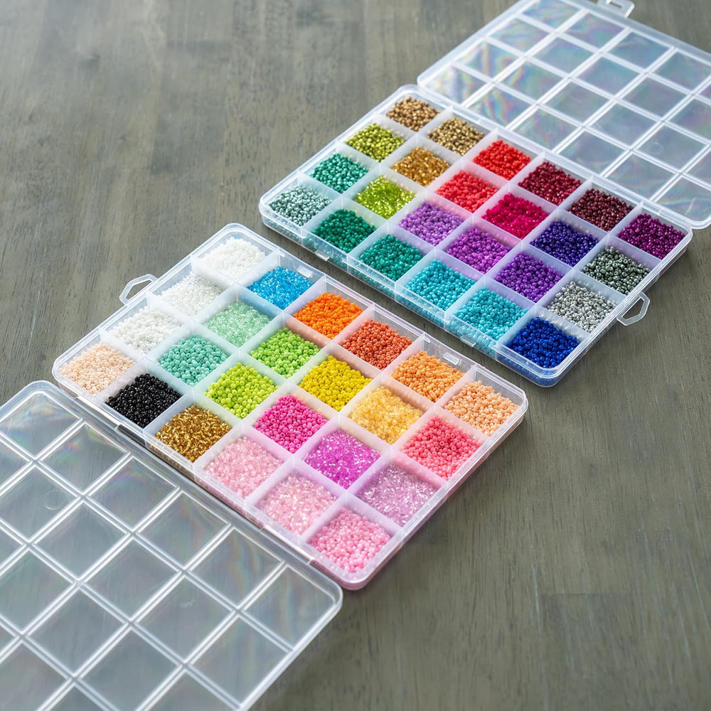 Complete Bead Loom Kit with 24,000 Colorful Glass Beads for Jewelry Making, N...