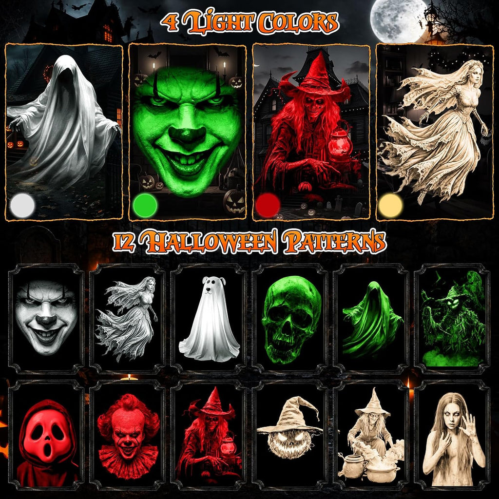 12-in-1 halloween projector lights, 3d dynamic halloween decoration, side view