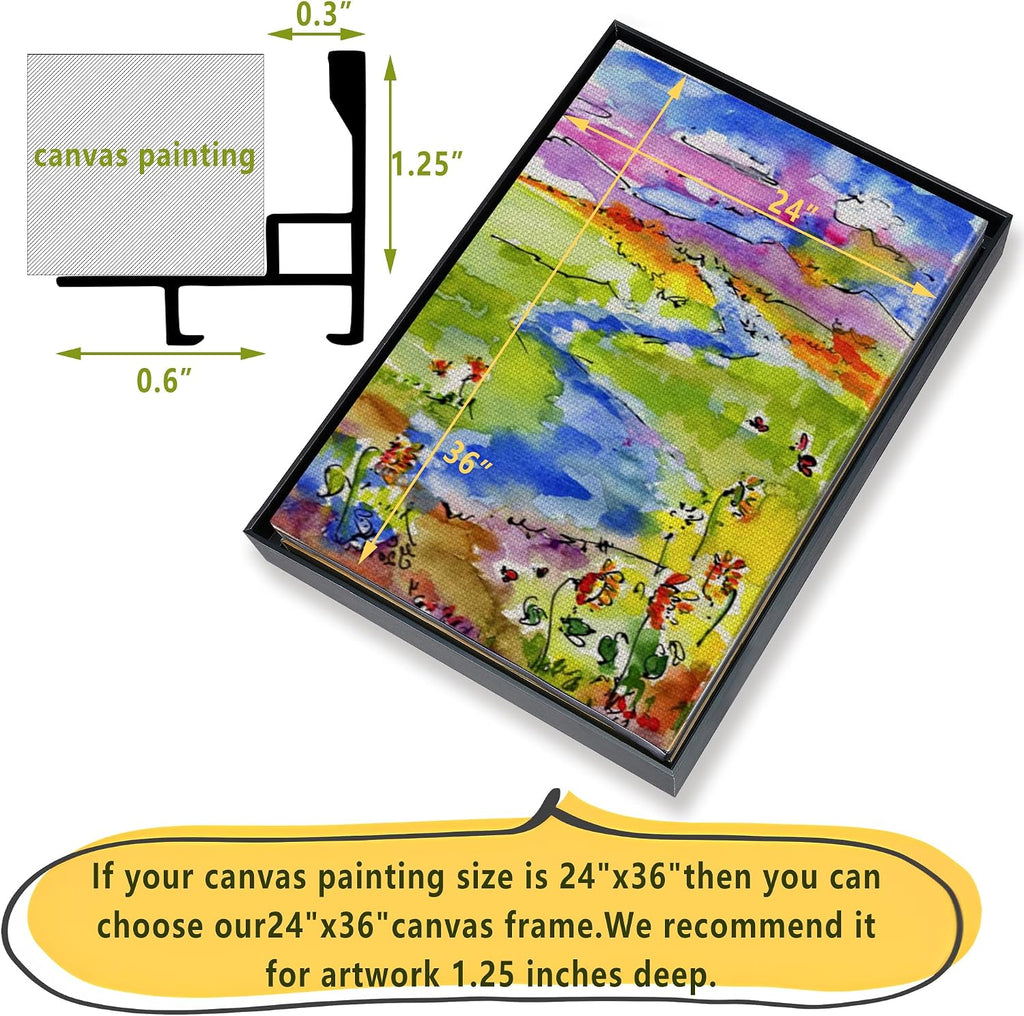16x20 DIY Metal Canvas Frame,1.25" Deep Floater Frame,Black