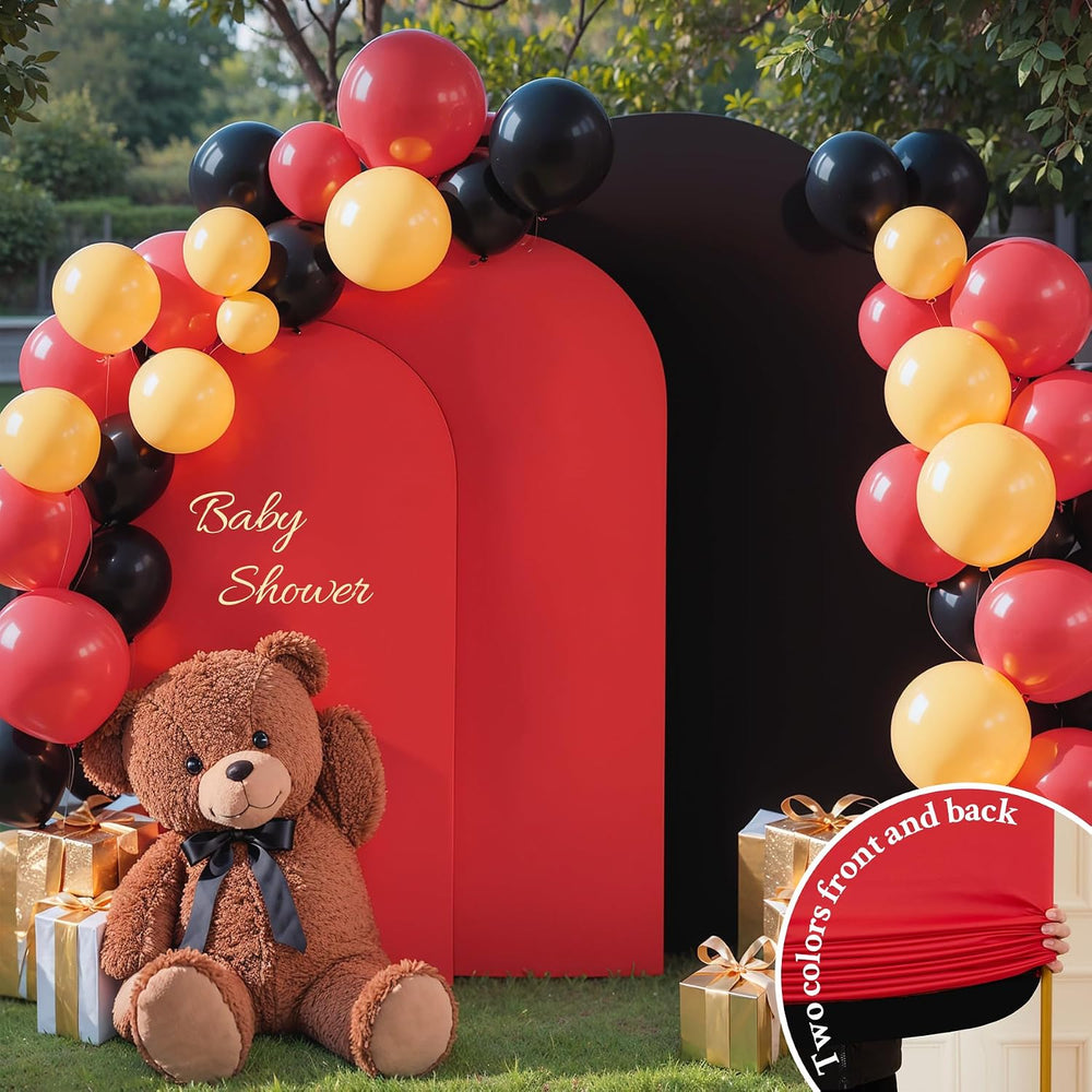 Red Black Arch Backdrop Cover Set of 3 Wedding Arch Covers Stretchy Backdrop ...