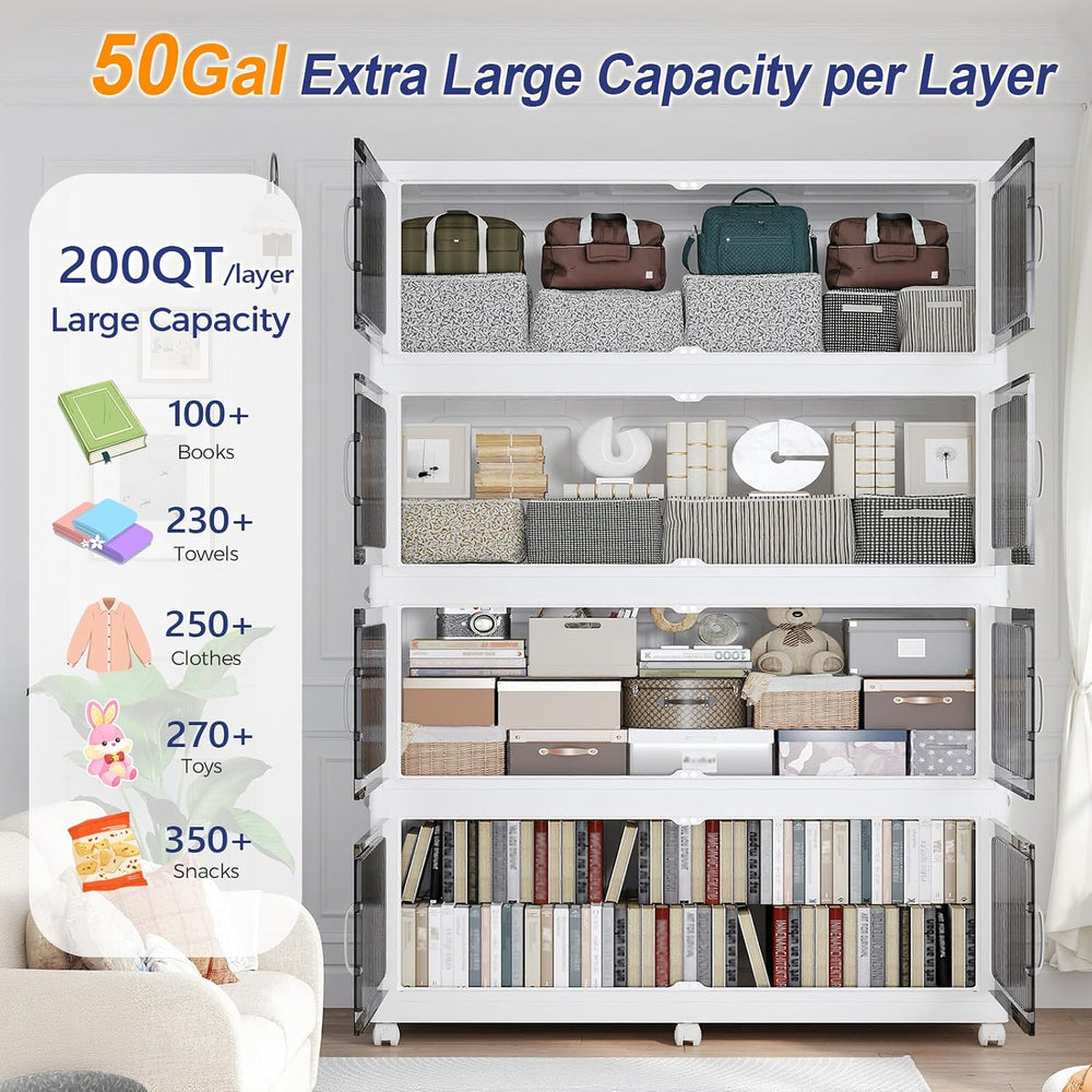 250Gal Extra Large Stackable Storage Bins with Lid, 1000QT Foldable Collapsib...