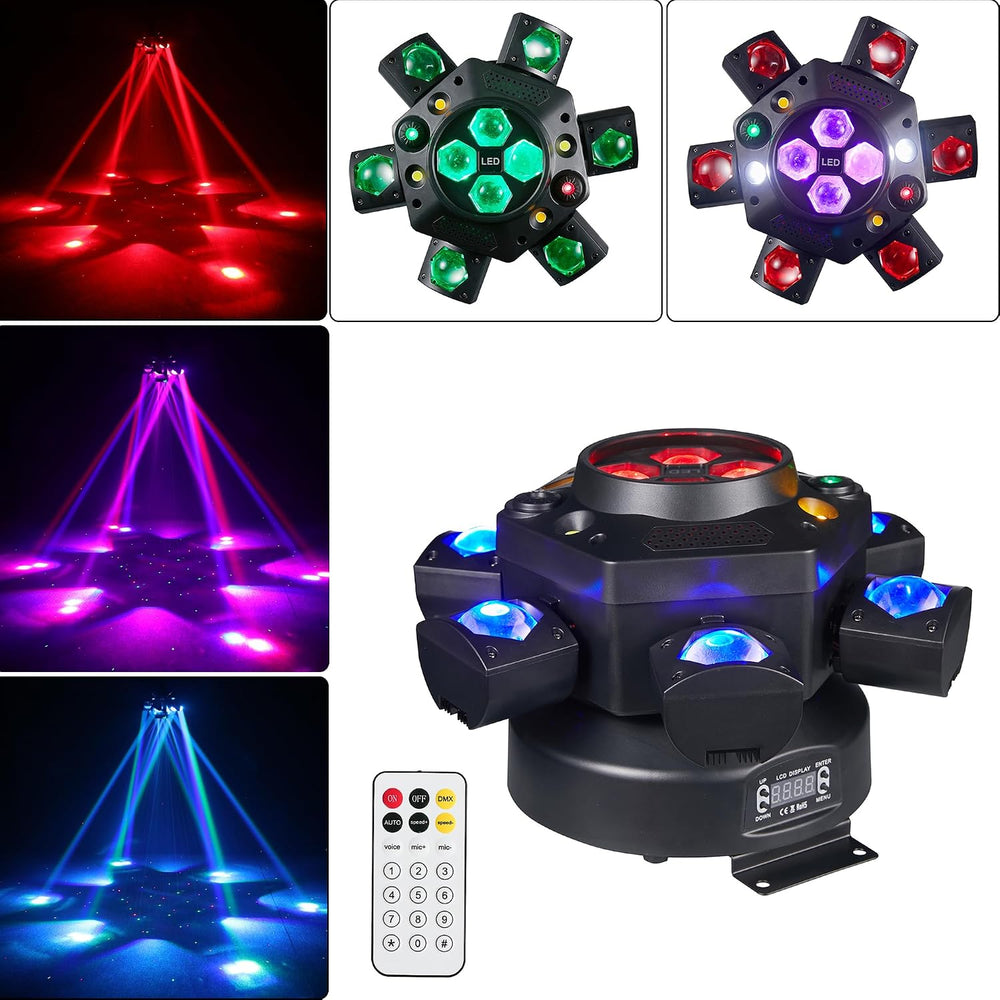 Moving Head DJ Lights 6-Arm Lamp with Remote Control 150w RGBW 4in1 LED DJ St...