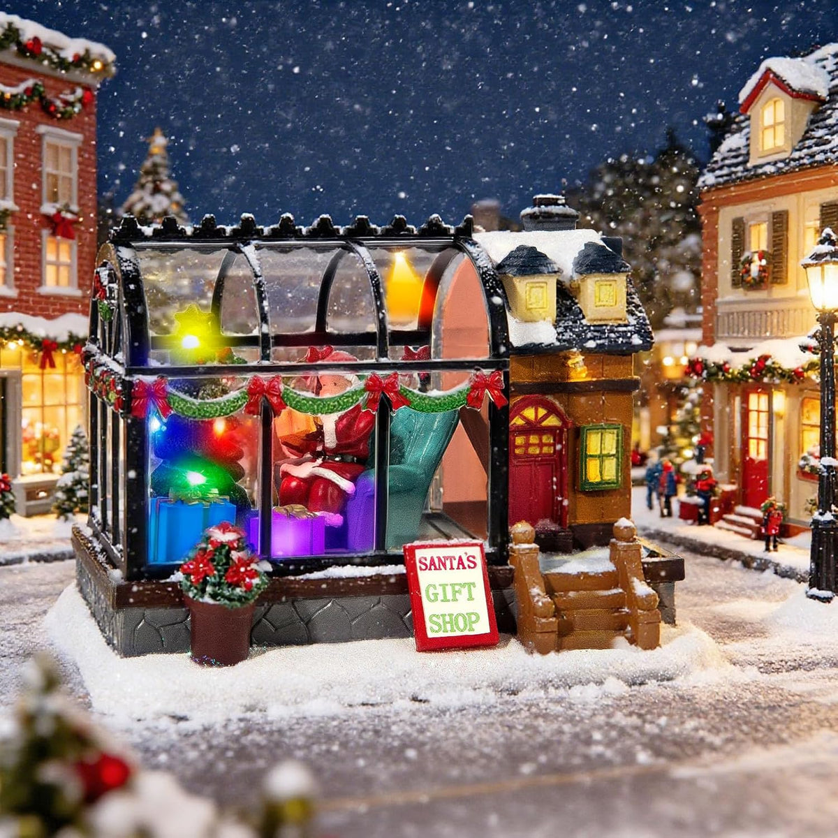 LED Lighted Christmas Village Greenhouse - 6.1" Village House Decoration