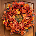 Fall Maple Leaf Wreath, 26Inch Fall Wreaths for Front Door, Large Autumn Wreath with Maple Leaves and Berries, Fall Wreath for Porch Thanksgiving & Harvest Fall Decor