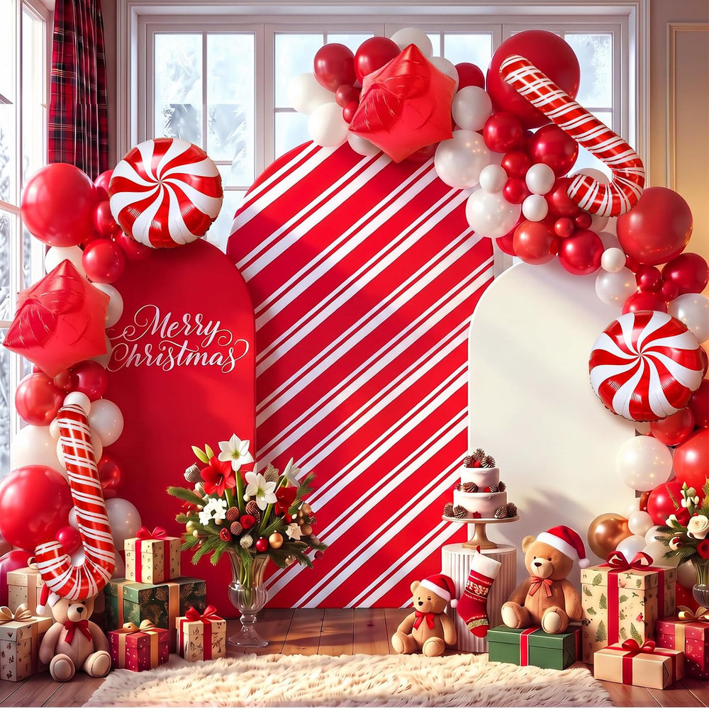Foilswirl 34 Pcs Candy Cane Balloon Arch, Christmas Arch Backdrop Covers