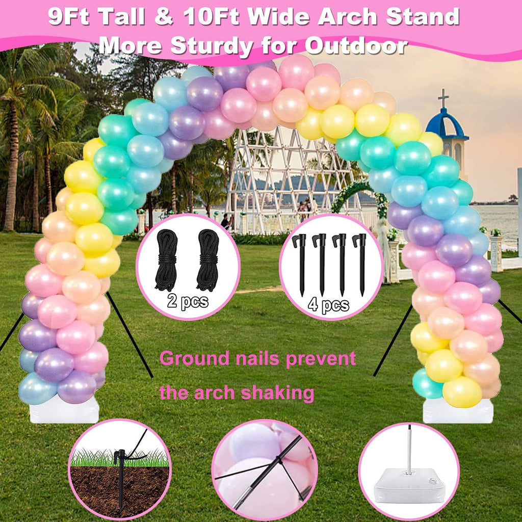 Balloon Arch Kit and Balloon Pump Electric, 10ft Wide Adjustable Balloon Arch Stand With 100Balloons 2Balloon Stands For Wedding Anniversary Birthday Mother's Day Party Decoration Graduation Ceremony
