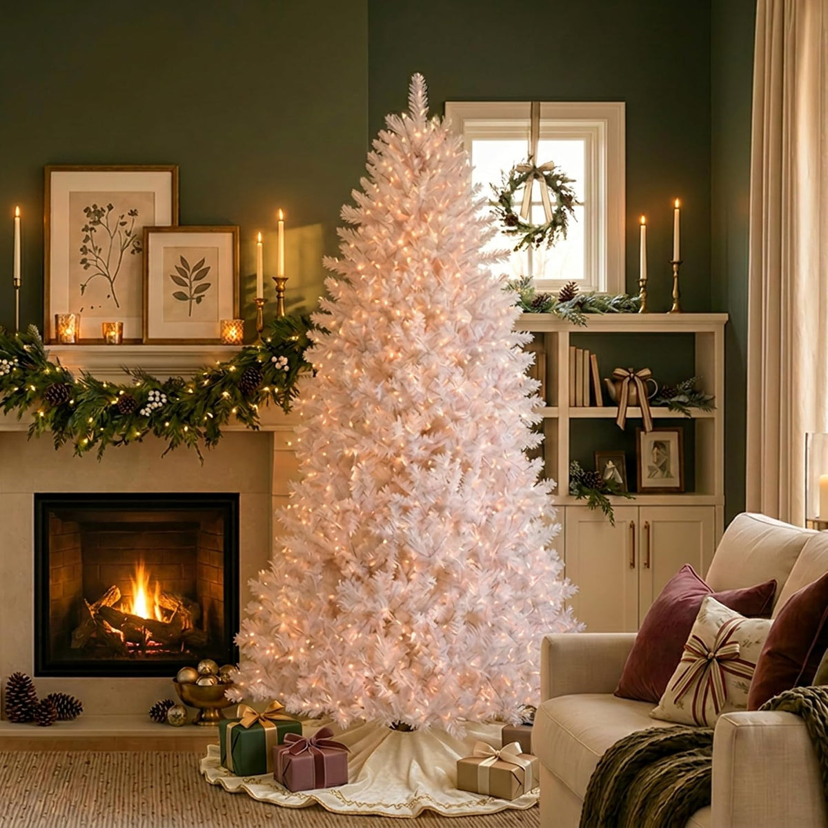 national tree company 7.5ft pre-lit dunhill fir artificial shown in use