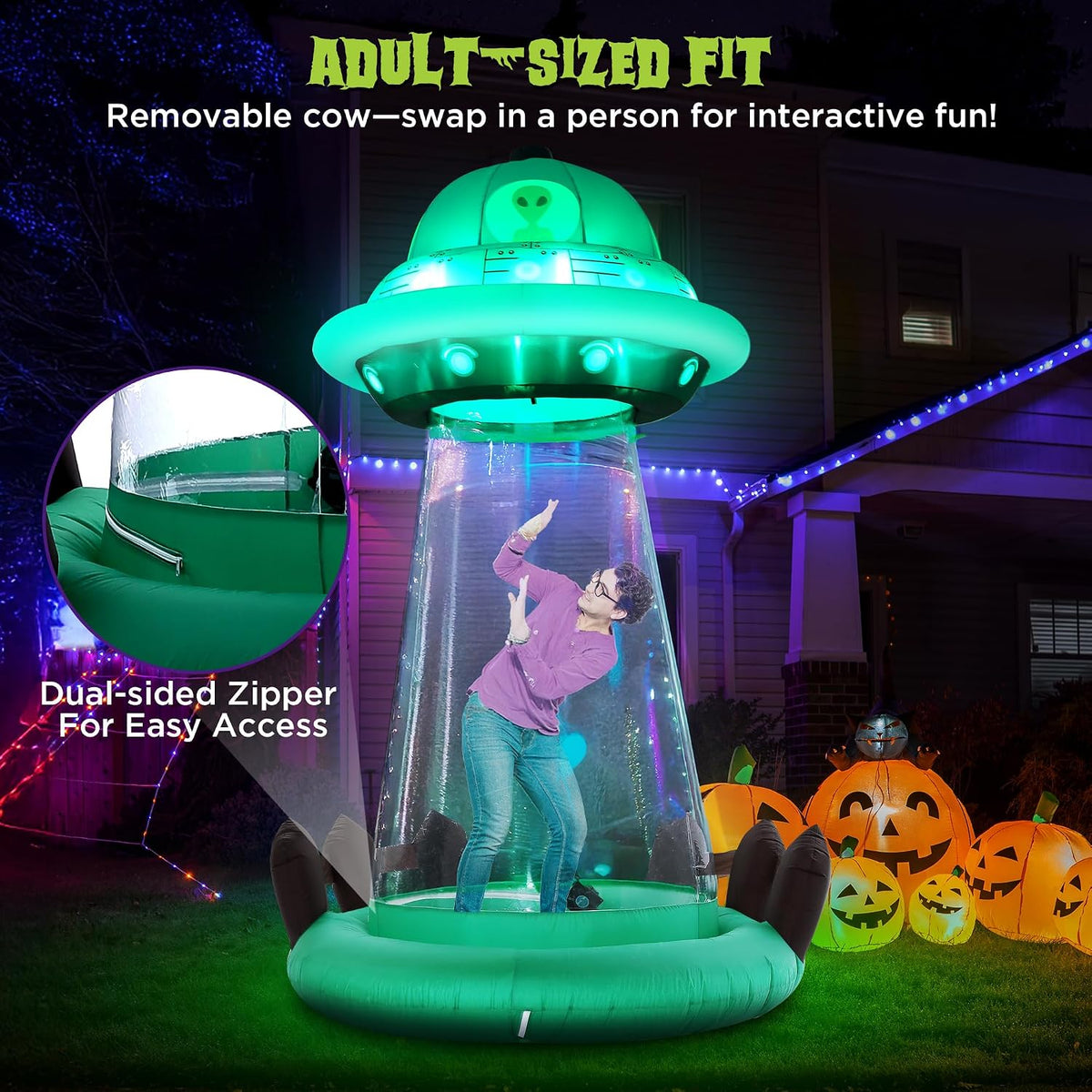 zpisf 10 ft halloween inflatables ufo with floating, side view