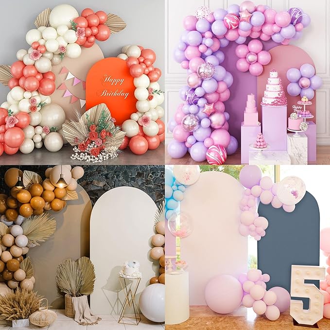 Wedding Arch Cover 7.2FT 6.6FT 6FT Arch Backdrop Cover Spandex Fitted Arch Cover for Round Top Chiara Backdrop Stand Covers for Wedding Birthday Party Baby Shower Banquet Ceremony Decoration (Set of 3)