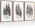 KUVIOKE Pine Tree Framed Wall Art Modern Nature Landscape Forest Wooden Wall Decor Rustic Farmhouse Minimalist Painting Home Decor 11x14in (Natural Framed)