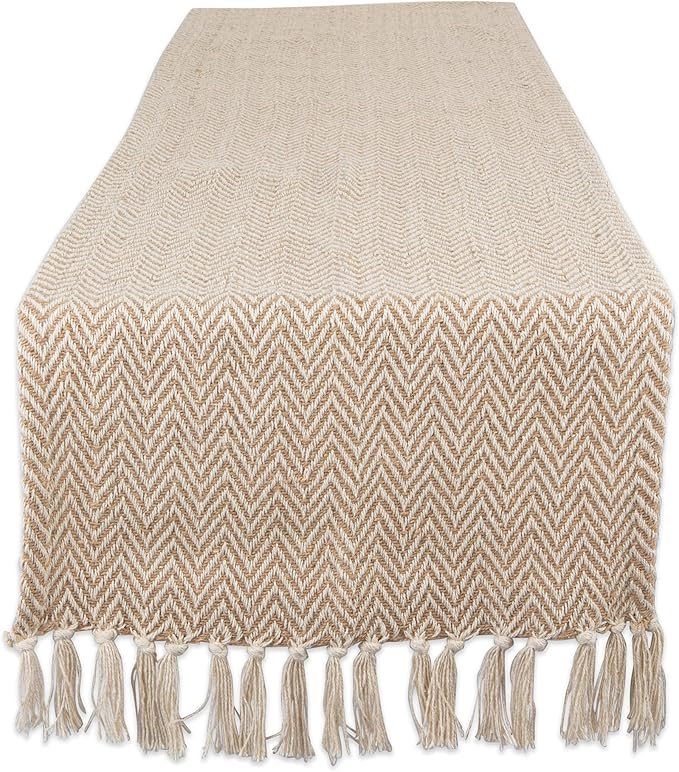 DII Woven Basic Tabletop Collection, Chevron Table Runner, 15x108, Stone