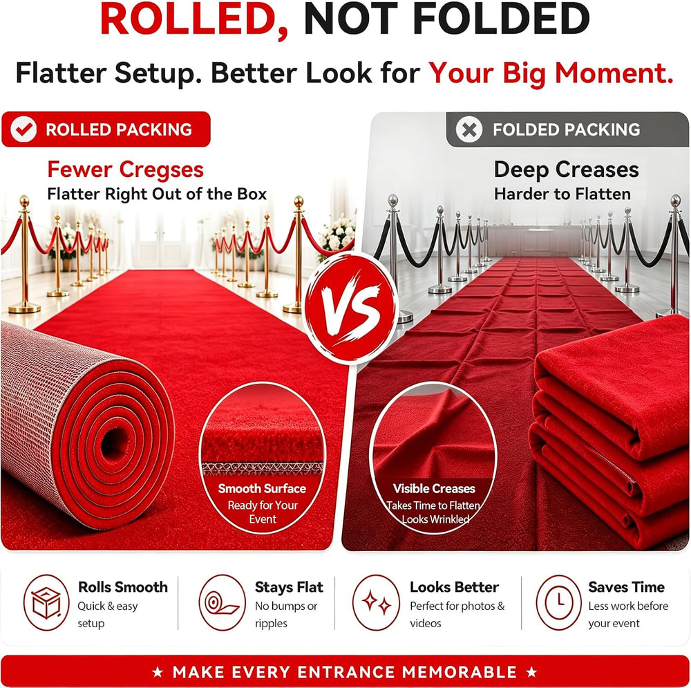 EZLucky Red Carpet Runner for Party, 3 x 10 ft Extra Thick Non-Slip Rug