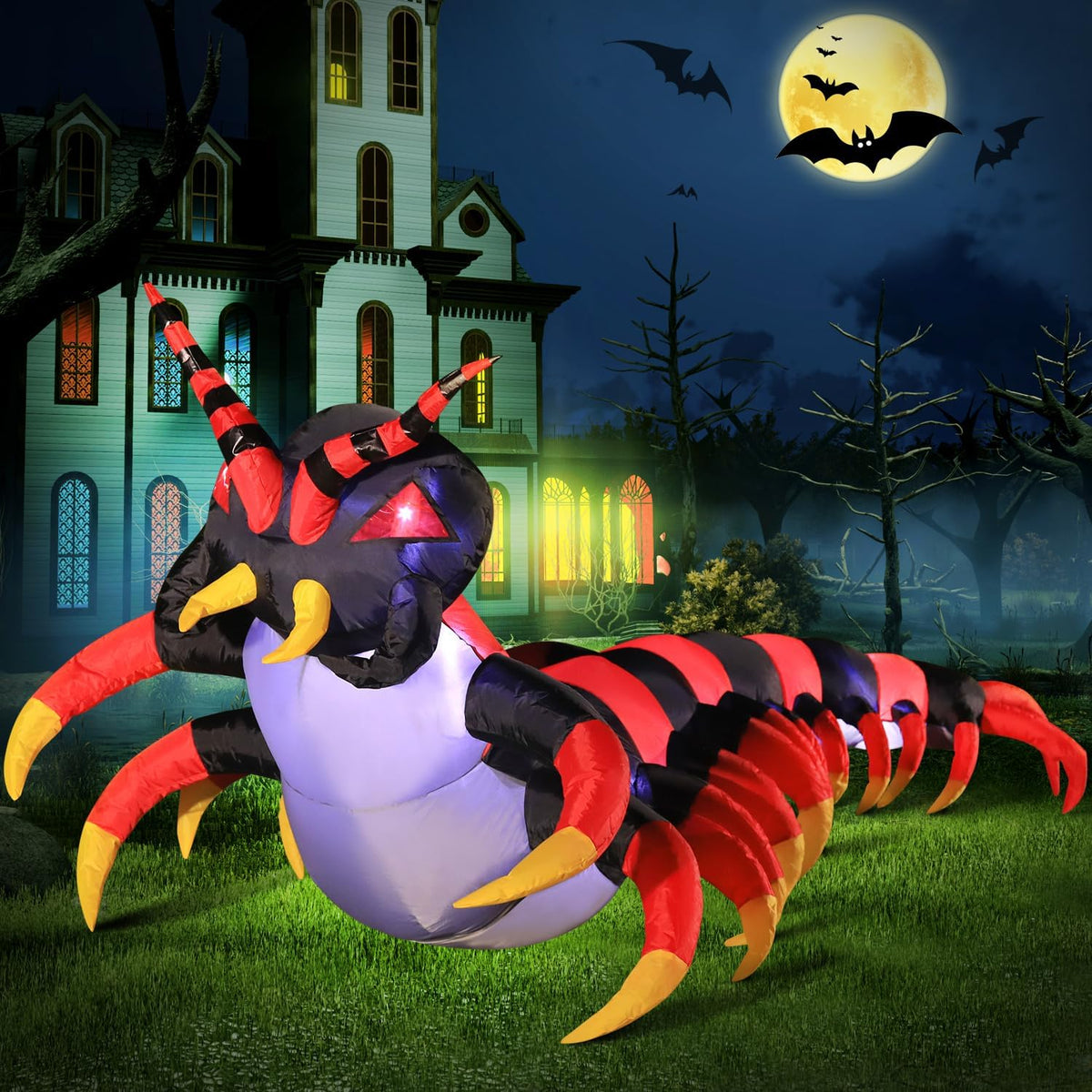 DomKom Halloween Inflatable Decorations, 8FT Centipede Outdoor Holiday Decor Blow Up Halloween Yard Decor, LED Lights Inflatables Outdoor Garden Lawn Halloween Decor