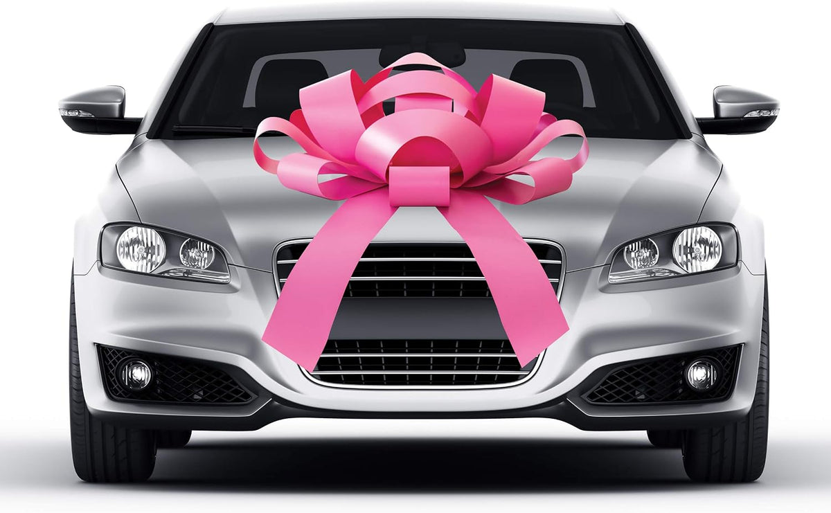CarBowz Big Pink Car Bow, Happy Birthday Bow, Giant 30" Bow, Non Scratch Magnet, Weather Resistant Vinyl