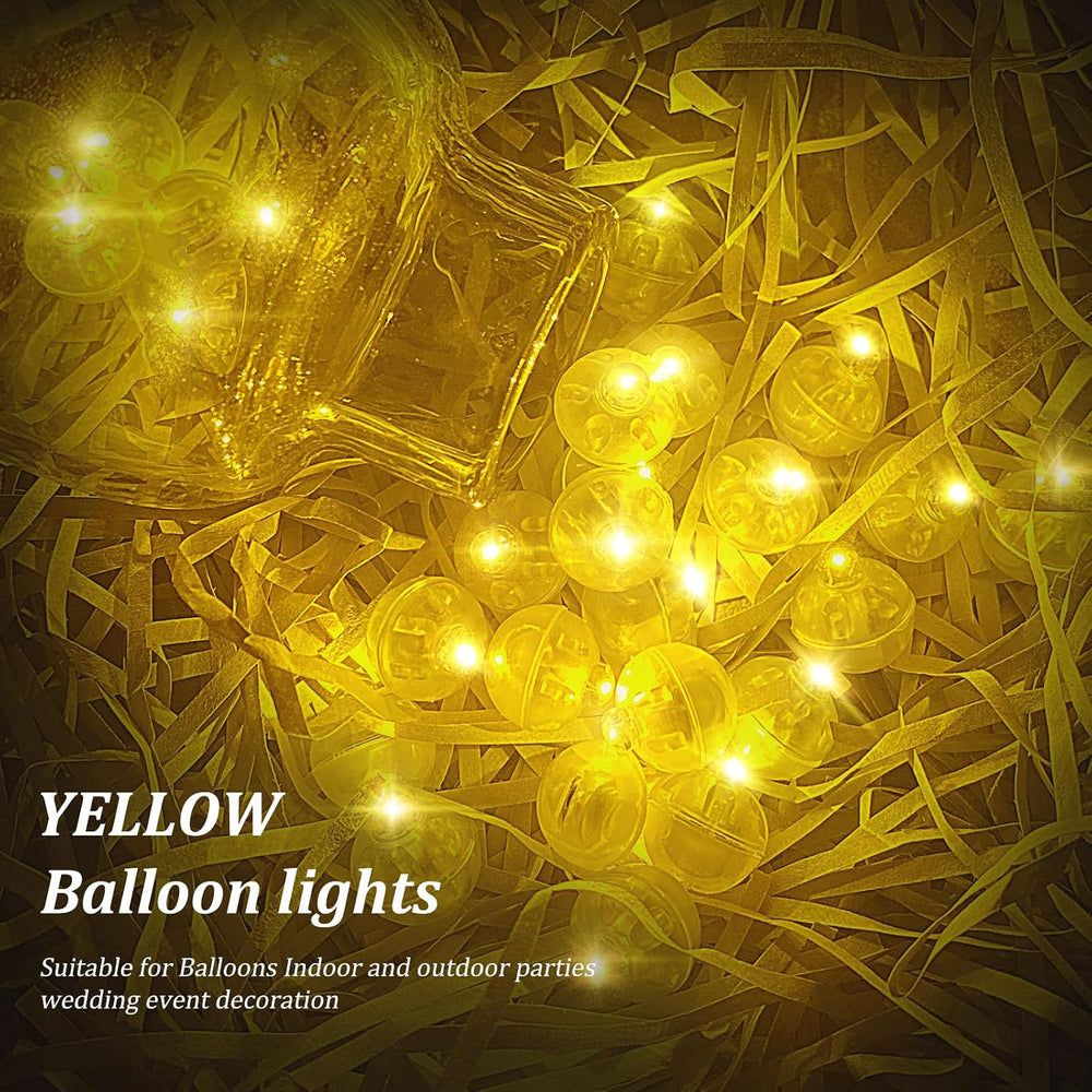 200pcs Yellow LED Balloon Light, Tiny Led Lights Round LED Ball Lamp for Ball...