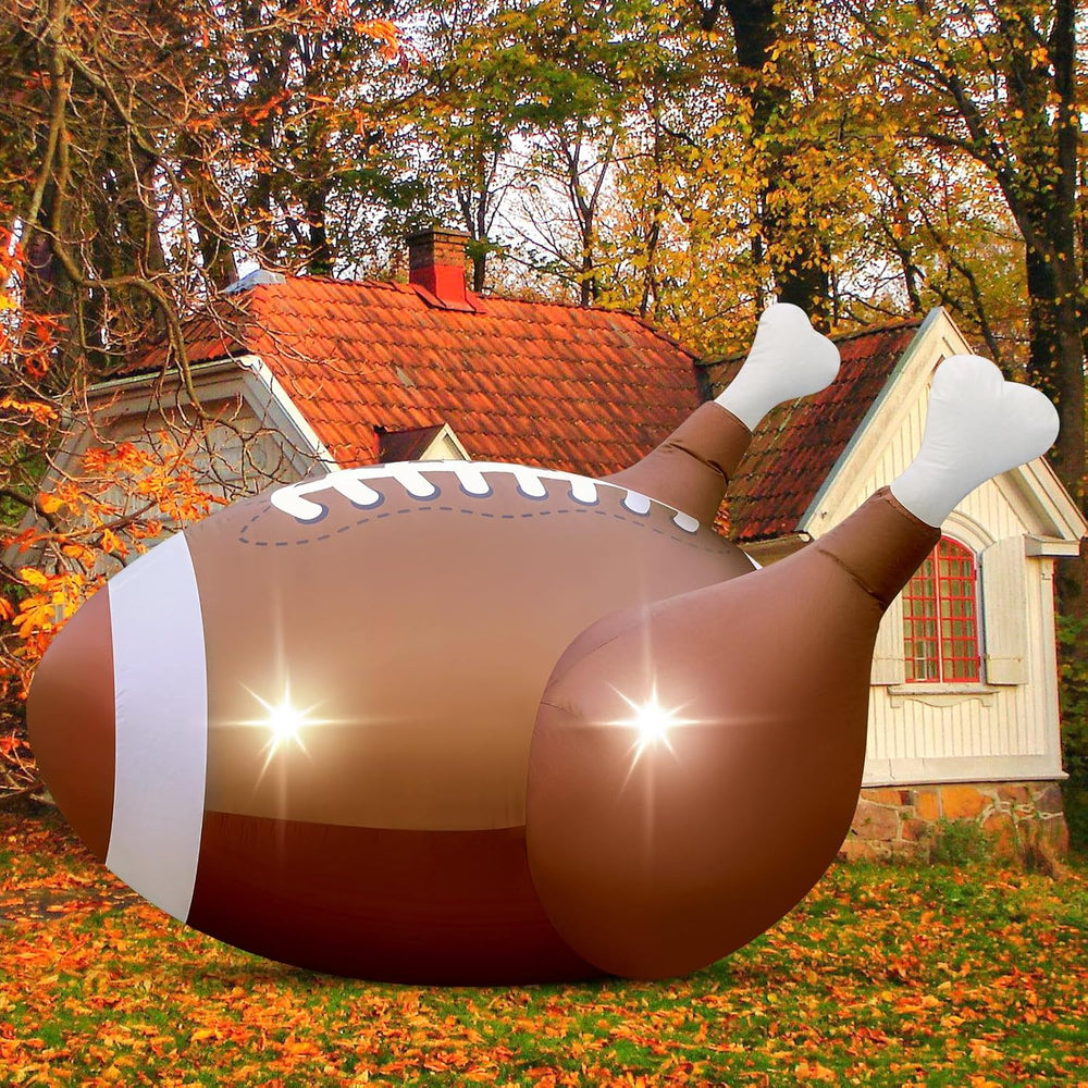 5FT Thanksgiving Inflatable Football Turkey Outdoor Decorations Giant Blow Up...