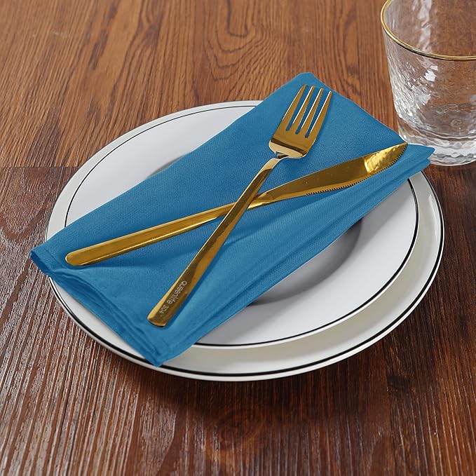 Cloth Napkins 17x17 inch Washable Polyester Dinner Napkins Soft Table Napkins for Wedding Party Dining Banquet(Mediterranean Blue,50PCS)